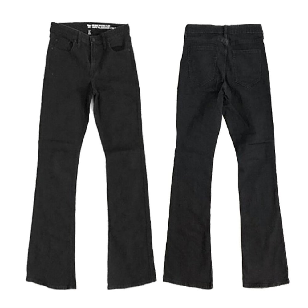gap | black mid rise full length classic stretch trouser bootcut flare jeans
